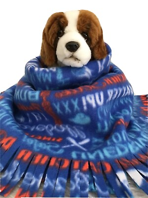 DOG SIZE FLEECE BLANKETS Pet Blanket Travel Throw Cover PLAY BALL BLUE SPORTS $16.00