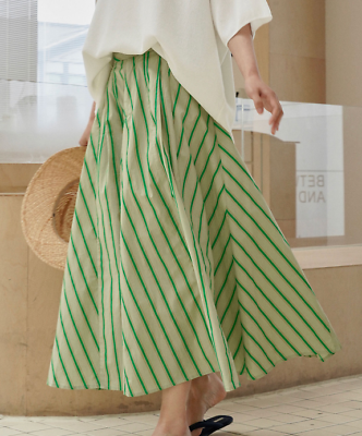 #ad Women 100% Cotton Holiday Stripe Skirt High Waist A line Long Umbrella Skirts $52.55