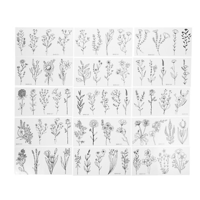 #ad 15 Sheets flower Fake Tatoo Sticker Tiny Branch Temporary Tattoos $8.99