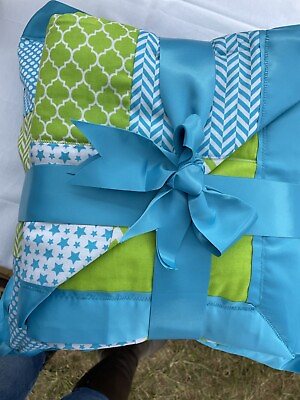 #ad Blue Quilt And Pillow Bedding Set For Little Boy Fits Toddler Bed Handmade $54.95