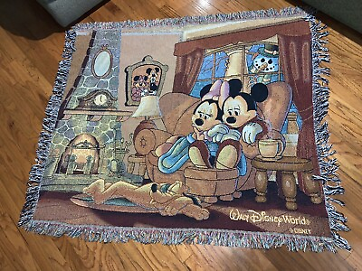 #ad EUC Big Disney Minnie And Mickey Mouse Throw Picnic Blanket 55’x47’ $30.00