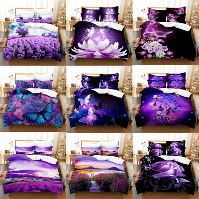 #ad Purple Lavender 3D Print Bedding Set Duvet Cover Pillowcase Comfort Home Decor $59.72