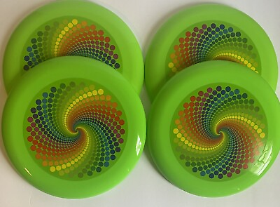 #ad Frisbee. Lot of 4 Green Spiral 9” Flying Disc Play Sports $12.99