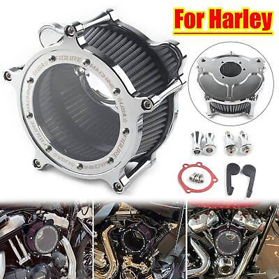 #ad Clear Air Cleaner Chrome Intake Filter For Harley Dyna Softail Road King Glide $113.37
