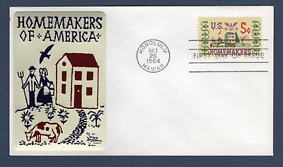 #ad 1253 22 Homemakers of America FDC Sarzin cachet OF UA POF clean cover. $3.75