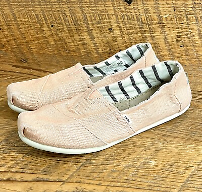 #ad Toms Shoes Womens 8 Slip On Flats Peach Canvas Comfort Low Top Classic $9.99