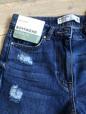 #ad BNWT Ladies Next BOYFRIEND FIT Blue Faded Jeans Size 6 R W24 L29 935A GBP 20.00