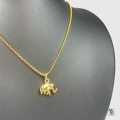 #ad 18K Gold Elephant Pendant Necklace Premium Stainless Steel Lucky Elephant Charm $39.99
