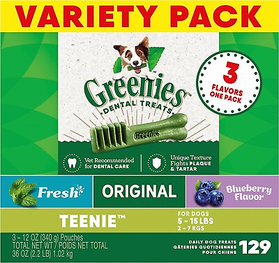 #ad NEW Greenies Variety Pack Teenie Dental Dog Treats 129 count FREE SHIPPING $49.88