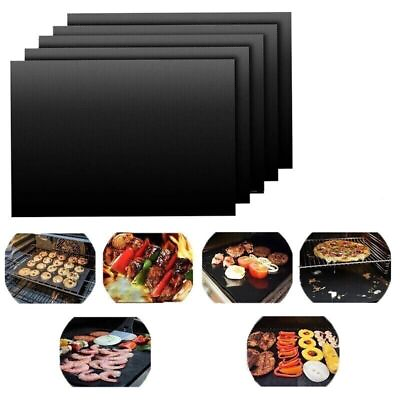 #ad #ad 5 X Grill Mat Non Stick BBQ Copper Pad Barbecue Bake Cooking Mat Chef Reusable $7.25