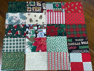 #ad 20 Christmas Holiday Fat Quarters Lot Cotton Quilt Fabric 5 Yds FREE SHIP $32.99