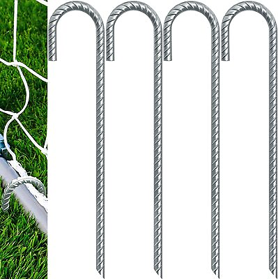 #ad Eurmax 12 inch Galvanized Rebar Stakes Heavy Duty J Hook Tent Stakes，4 packs $11.99