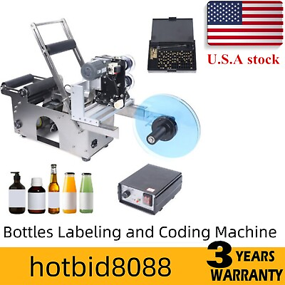 #ad 100W Semi automatic Round Bottle Labeling amp; Coding Machine for Cans Jars Packing $470.25