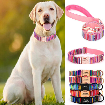 #ad Reflective Nylon Dog Collar Custom Personalized Pet Name ID Tag Adjustable XS L $9.99