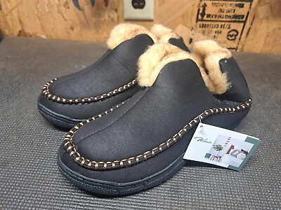 #ad Wishcotton Men#x27;s Microsuede Fuzzy Fleece Lined Moccasin Slippers Size 9 $24.99