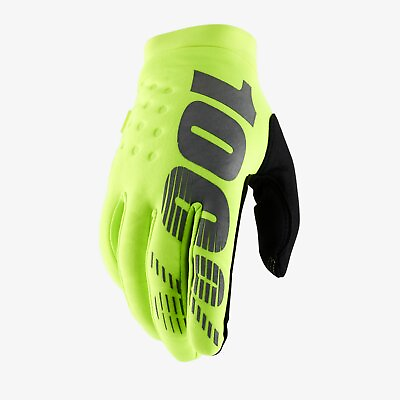 #ad 2022 100% BRISKER GLOVES WINTER COLD WEATHER FLUO YELLOW ADULT MOTOCROSS BMX MTB GBP 28.95