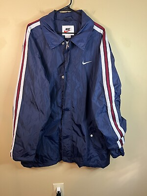 #ad Nike Windbreaker Jacket Mens Size XXL Navy Full Zip Long Sleeve Mesh Lined VTG $30.00