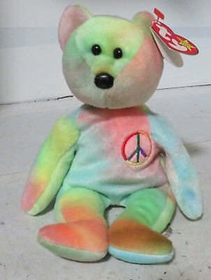 #ad Ty Beanie Baby Babies Peace Bear China P.E. Pellets 1996 Plush Hang amp; Tush Tags $69.99