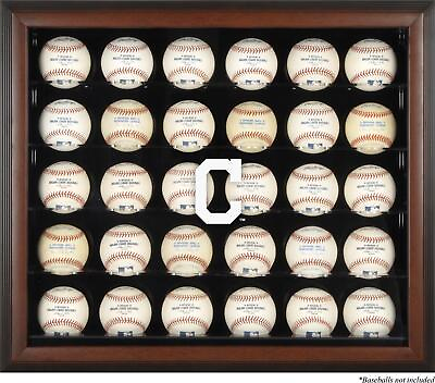 #ad Indians Logo Brown Framed 30 Ball Display Case Fanatics $157.49