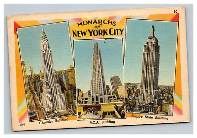 #ad Vintage 1946 Postcard Monarch Sky Scrapers in New York City NY $17.97