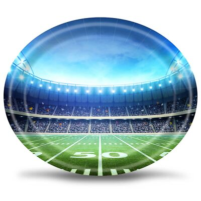 #ad 50 PCS Football Party Oval Paper Plates 12x10in Large Disposable Super Bowl P... $29.03