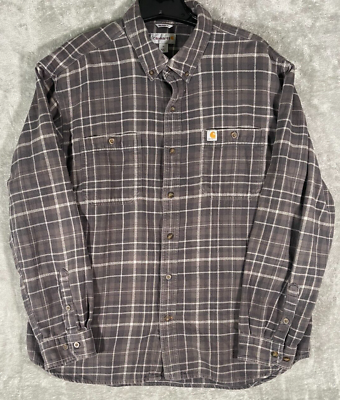 #ad Carhartt Plaid Flannel Shirt Mens Brown Relaxed Fit Button Long Sleeve XL $27.99