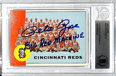 #ad PETE ROSE Signed 1963 Topps Baseball Card #53 Cincinnati Reds BAS SLABBED $279.00
