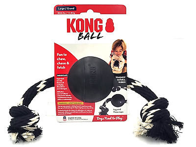 #ad KONG Extreme Ball with Rope Tug LARGE Dog Fetch amp; Chew Toy $18.89