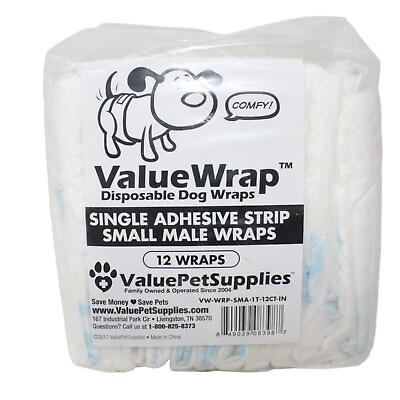Value Wrap Small Dog Male Disposable Wraps Diapers 12 Count Lot Of 5 Sealed $63.99