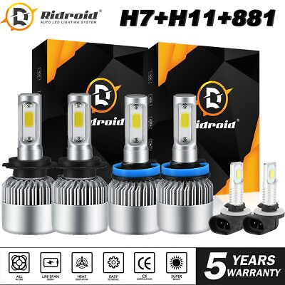 #ad For Hyundai Elantra 2013 2018 H7 H11 LED Headlight 881 Fog Light Combo Bulbs 6pc $29.98