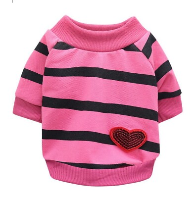 Dog Shirt Tee Striped Pink with Sequin Heart XS S M L Small amp; Medium Breeds $10.99