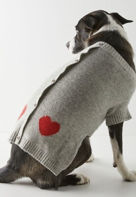 NEW ANTHROPOLOGIE DOG COAT SWEATER VEST HEART LOVE POCKETS SOFT WOOL DESIGN SMAL $84.00
