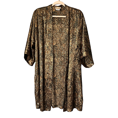 #ad Inner Most Womens Satin Kimono Robe Size L Animal Leopard Print Missing Tie $11.40