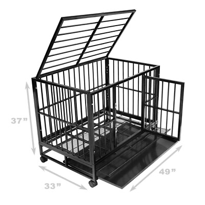 #ad #ad OPEN BOX 48quot; Heavy Duty Dog Cage Crate Kennel Black $144.99