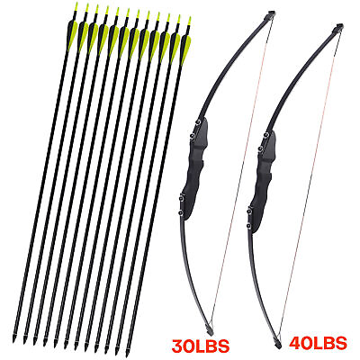 #ad 51quot; Takedown Recurve Bow Right Hand 30 40 lbs Hunting amp; 12pcs 31quot; Archery Arrows $29.99