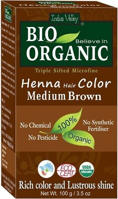 #ad Indus Valley Bio Organic Henna Hair Colour Medium Brown 100gm FS $16.17