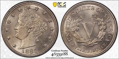 #ad 1883 Liberty V Nickel 5c No Cents PCGS MS65 Gem Uncirculated US Types Coin $349.99