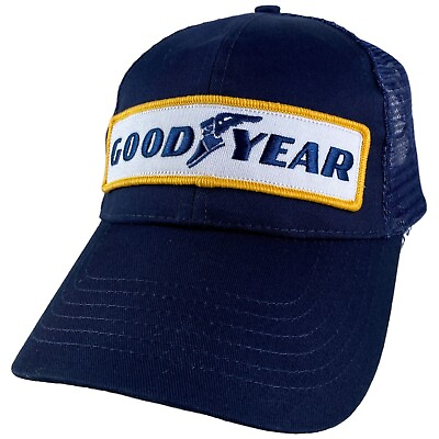 #ad Vintage Goodyear Patch Snapback Trucker Mesh Cap K Products Blue NOS NEW $21.97