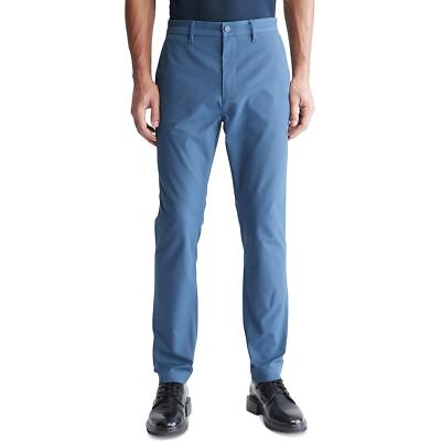 #ad Calvin Klein Mens Blue Athletic Tech Slacks Chino Pants Trousers 30 BHFO 9797 $22.99