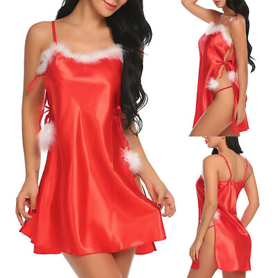#ad Christmas Sexy Women#x27;s Lingerie Teddy Babydoll Red Santa Cosplay Sleepdress Xmas $6.90