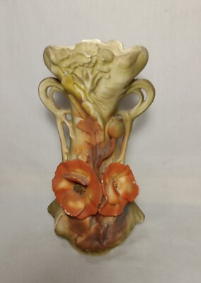 #ad 19th Century Royal Dux Amphord Style Vase $85.00