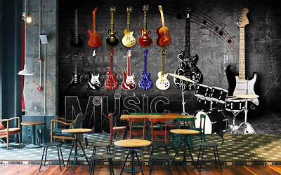 #ad 3D Guitar Note A10056 Wallpaper Wall Mural Removable Self adhesive Sticker Zoe AU $319.99