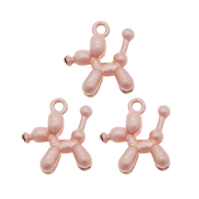#ad Lot of 4 Pating Metal Dog Shaped Pendant Charm Pink Color 16x14mm Crafts DIY $1.89