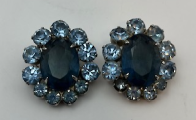 #ad Vintage Blue clip earrings with rhinestones $34.99