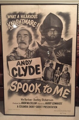 #ad RARE ANDY CLYDE “ SPOOK TO ME “ COLUMBIA SHORT ONE SHEET 1946 W DUDLEY DICKERSON $285.00