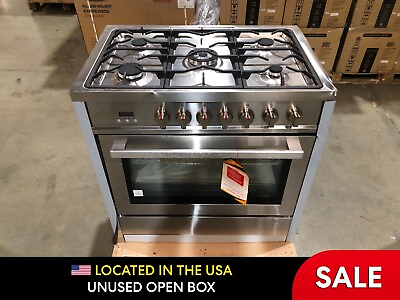 #ad 36 in. Gas Range 5 Burners Stainless Steel OPEN BOX COSMETIC IMPERFECTIONS $425.25