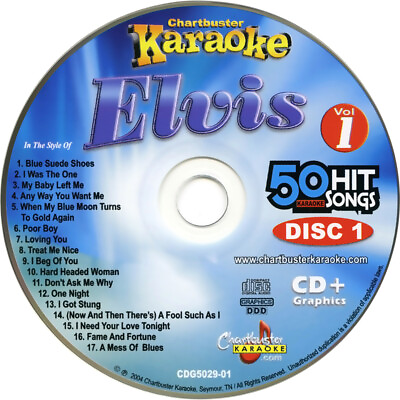 #ad ELVIS Chartbuster Vol 5029 KARAOKE 3 CDG NEW DISCS in WHITE SLEEVES $17.99
