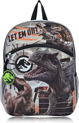 #ad Jurassic World Boys LET EM OUT Dinosaur 16 inch Backpack $29.99