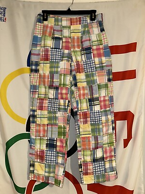 #ad Vintage Brooks Brothers Patchwork Madras Crop Pants Womens 6 Plaid Multicolor $19.97