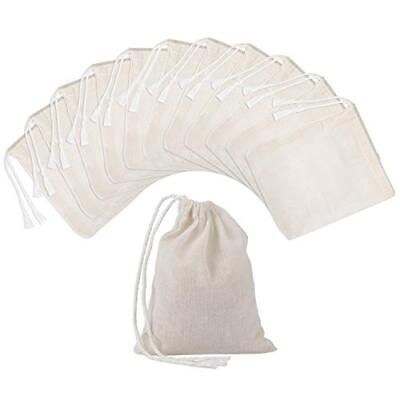 #ad 100 Pieces Drawstring Cotton Bags Muslin Bags for Storage Teas Spices Soap... $25.38